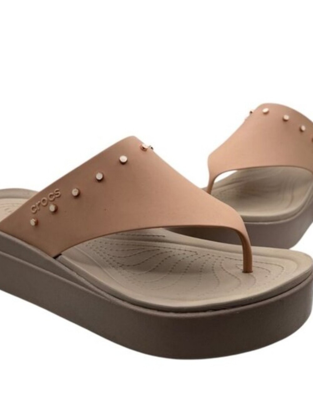 NEW Crocs Brooklyn Studded Flip Flop Sandals - Life Ride - Platform - Size 7 - Picture 3 of 11
